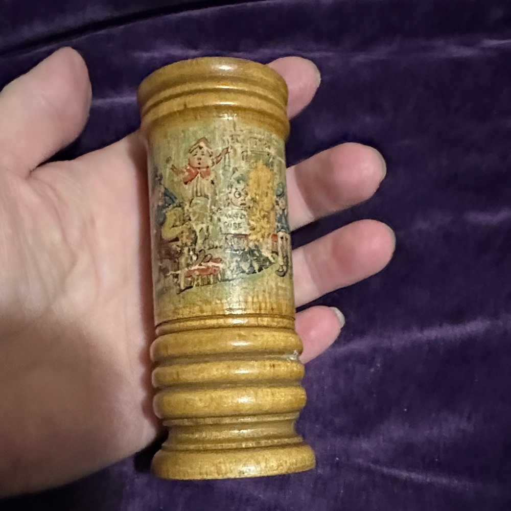 Antique Wooden German Perfume Bottle Holder with Paper Painted Design - Picture 4 of 8